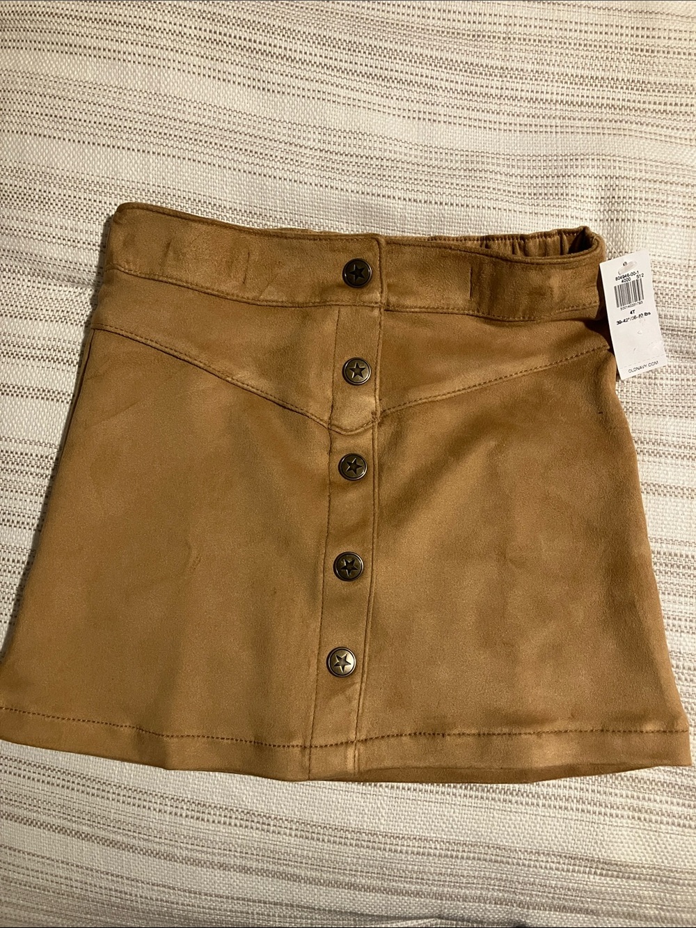 Toddler girls Tan Button-Front Suede-Look Mini Skirt